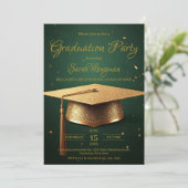 Elegant groen en gouden Afstuderen Kaart (Staand voorkant)