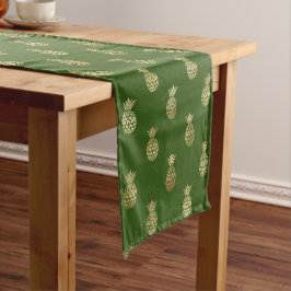 Elegant groen en gouden ananaspatroon korte tafelloper