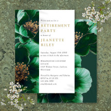 Elegant groen en gouden bloemistisch afscheidsfees
