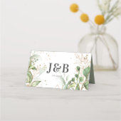 Elegant groen en gouden bruiloft plaatskaartje (Achterkant)