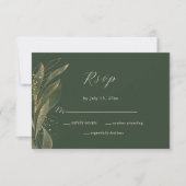 Elegant groen en gouden bruiloft RSVP kaartje (Voorkant)