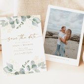 Elegant groen en gouden bruiloft Save the Date Kaart