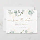 Elegant groen en gouden bruiloft Save the Date Kaart (Voorkant)