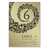 Elegant groen en gouden damasten tafelnummer voor  (Achterkant)