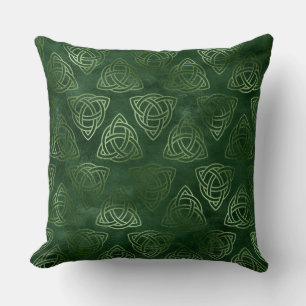 Elegant groen en gouden Iers-Celtisch patroon Kussen