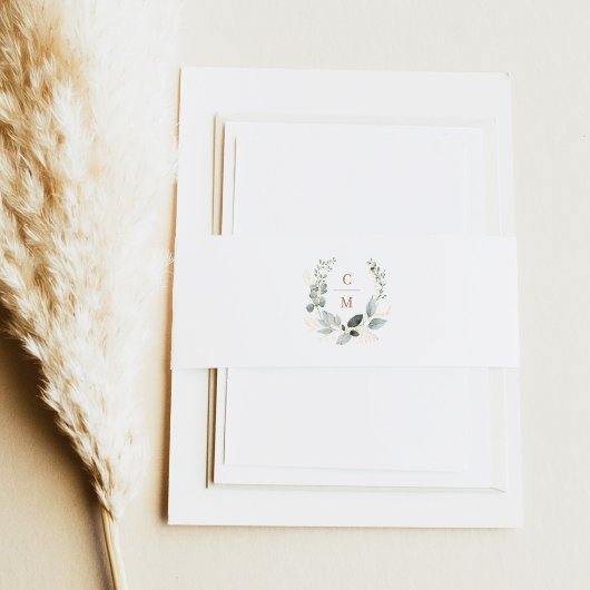 Elegant groen en gouden Initiaal bruiloft Uitnodigingen Wikkel