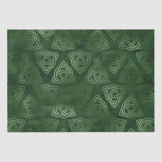 Elegant groen en gouden Keltisch patroon Tissuepapier (Voorkant)
