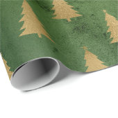 Elegant groen en gouden kerstboomstructuur cadeaupapier (Rol Hoek)
