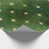 Elegant groen en gouden kerststerpatroon cadeaupapier (Hoek)
