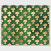 Elegant groen en gouden kerstversiering cadeaupapier (Vlak)
