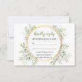 Elegant groen en gouden Lijst bruiloft RSVP (Voorkant)
