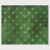 Elegant groen en gouden sneeuwvlokken voor kerstmi cadeaupapier (Vlak)