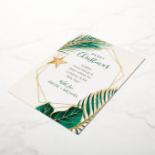 Elegant groen en gouden strand tropisch Kerstmis Folie Feestdagenkaart (Gedraaid)