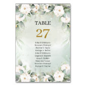 Elegant groen en gouden tafelnummer met namen (Achterkant)