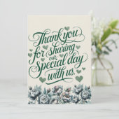 Elegant groen en grijs boeket bedankkaart kaart (Staand voorkant)