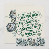 Elegant groen en grijs boeket bedankkaart kaart (Voorkant / Achterkant)