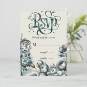 Elegant groen en grijs boeket Save the Date Invit Kaart (Staand voorkant)