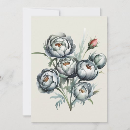 Elegant groen en grijs boeket Save the Date Invit Kaart (Achterkant)