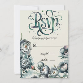 Elegant groen en grijs boeket Save the Date Invit Kaart