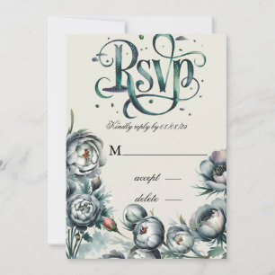Elegant groen en grijs boeket Save the Date Invit Kaart