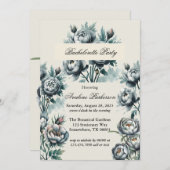 Elegant groen en grijs boeket vrijgezellenfeest kaart (Voorkant / Achterkant)