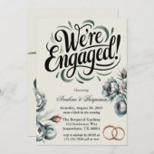 Elegant groen en grijs boeket We zijn verloofd Kaart (Voorkant / Achterkant)