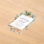 Elegant groen en Holly Berries Vakantie Party Acryl Uitnodigingen (Laagn)