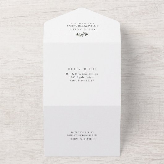 Elegant groen en ivoren bloemen all in one uitnodiging (Buitenkant)