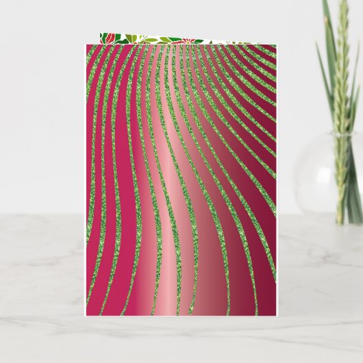 Elegant groen en rode kerstkaart feestdagen kaart (Achterkant)