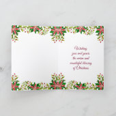 Elegant groen en rode kerstkaart feestdagen kaart (Binnen)