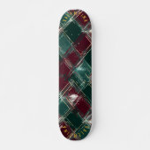 Elegant groen en rood geplakt skateboard (Voorkant)