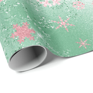 Elegant groen en roze kerstboomschilderpatroon cadeaupapier