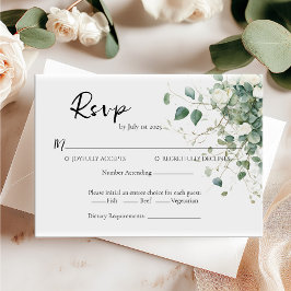 Elegant groen en rozen bruiloft RSVP-kaart Kaart