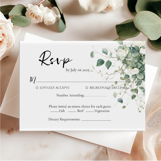 Elegant groen en rozen bruiloft RSVP-kaart Kaart