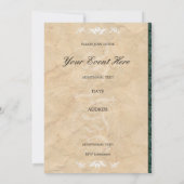 Elegant groen en sinaasappel in bruin Uitnodiging (Achterkant)