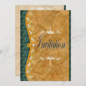 Elegant groen en sinaasappel in bruin Uitnodiging (Voorkant / Achterkant)