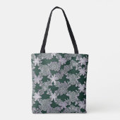 Elegant groen en wit bloemenkantpatroon tote bag (Achterkant)