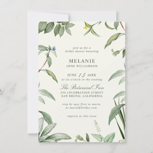 Elegant groen en wit botanisch Vrijgezellenfeest Kaart (Voorkant)