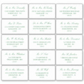 Elegant groen en wit bruiloft individueel adres sticker (Voorkant)