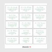 Elegant groen en wit bruiloft individueel adres sticker (Vel)
