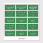 Elegant groen en wit bruiloft individueel adres sticker (Vel)