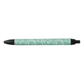 Elegant groen en wit glitterpatroon zwarte inkt pen (Voorkant)