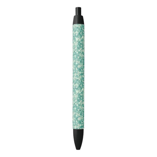 Elegant groen en wit glitterpatroon zwarte inkt pen (Voorkant Verticaal)