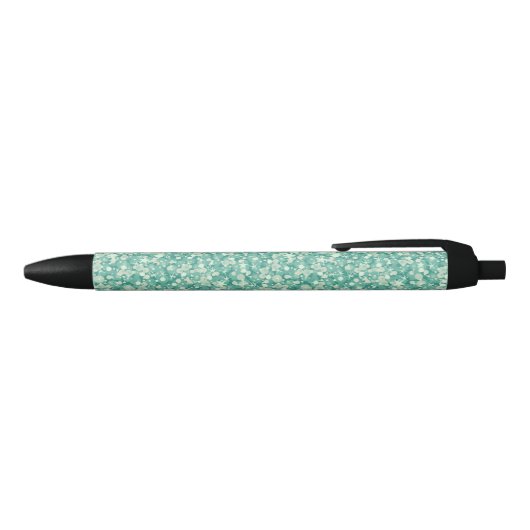 Elegant groen en wit glitterpatroon zwarte inkt pen (Bovenkant)