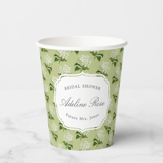 Elegant groen en wit hortensia Vrijgezellenfeest Papieren Bekers (Achterkant)