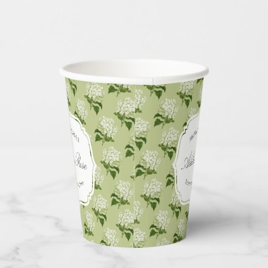 Elegant groen en wit hortensia Vrijgezellenfeest Papieren Bekers