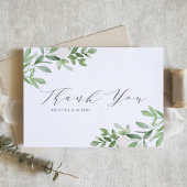 Elegant groen en witte bloemen Grijze bruiloft Bedankkaart