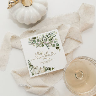 Elegant groen en witte pompoen herfst bruiloft servet