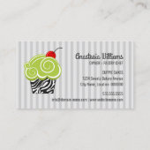 Elegant Groen en Zebra Patroon Cupcake Bakken Visitekaartje (Achterkant)