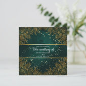Elegant groen en zwart bruiloft kaart (Staand voorkant)